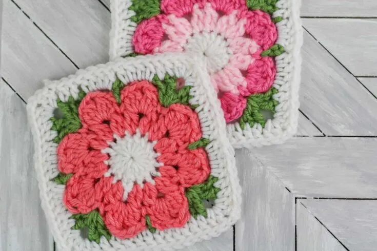 flower in a granny square free pattern to crochet