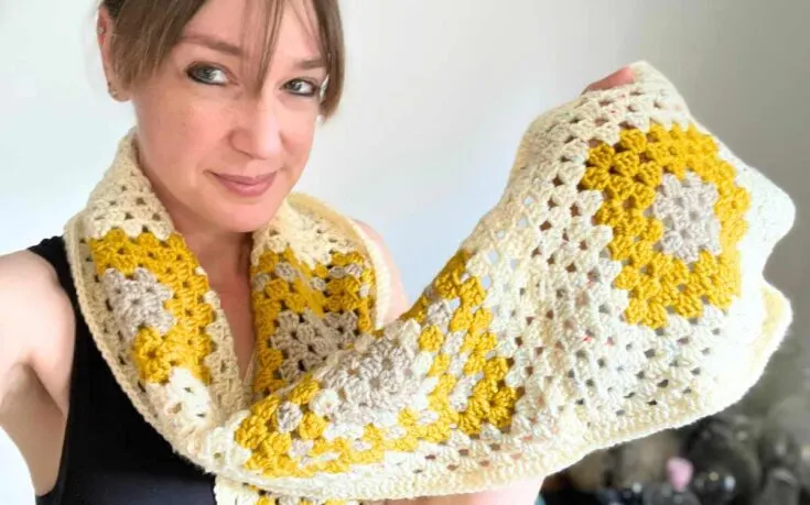 granny square scarf stash buster