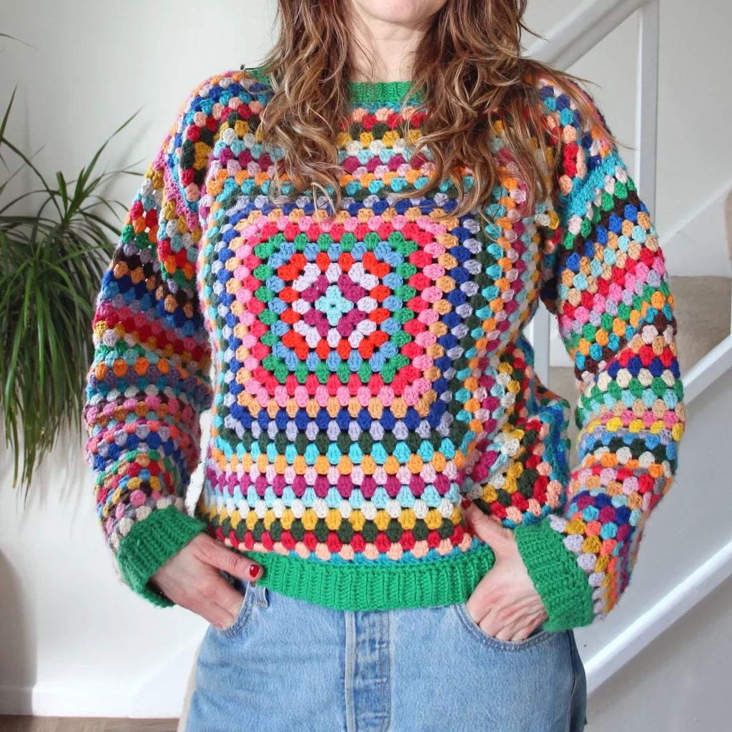 granny square sweater stash buster