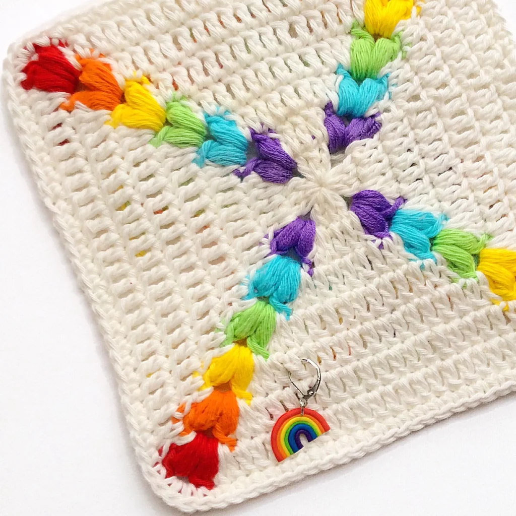 rainbow puff granny square crochet pattern